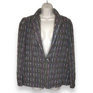 Vintage DK Gold by Donnkenny Mohair Blend Boucle Single Button Jacket Womens 14